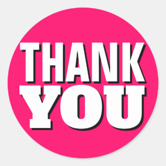 Pink Simple Thank You Classic Round Sticker