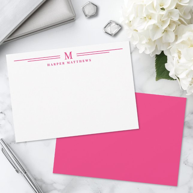 Pink Simple Two Border Minimalist Card (Pink Simple Two Border Minimalist Note Card )