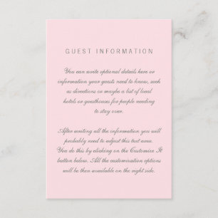 Pink Simple Wedding Insert Card
