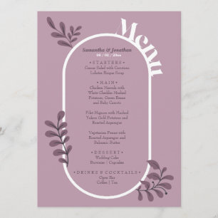 Pink Simple Wedding Menu Card