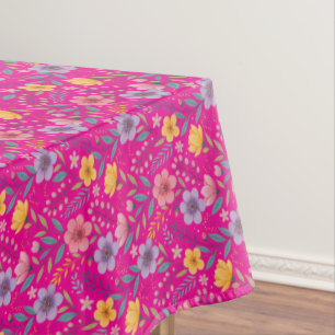 Pink simple wildflower pattern tablecloth