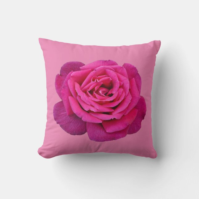 Pink single rose cushion (Front)