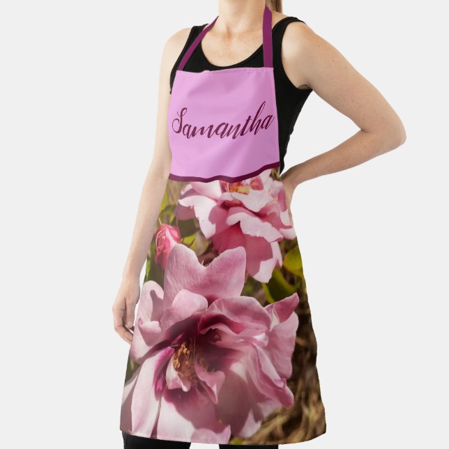 Pink Single Rose Roses Flower Floral Photo Apron (Insitu)