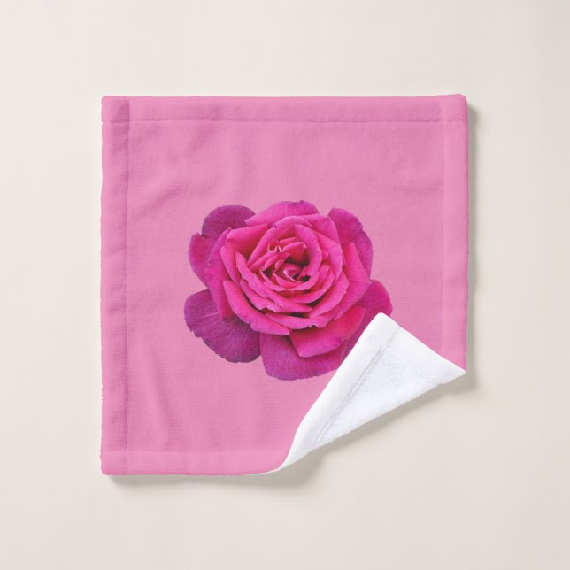 Pink single rose wash cloth (Wash Cloth)