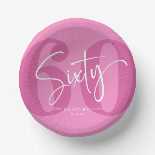 Pink Sixty 60th Sixtieth Birthday Party Paper Plate