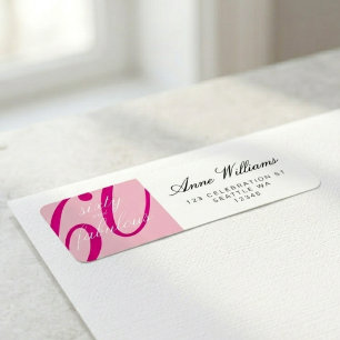 Pink Sixty and Fabulous Script 60th Birthday Party Return Address Label