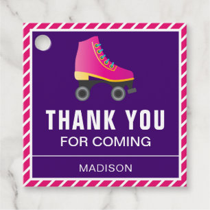Pink Skate Roller Skating Birthday Party Favour Tags