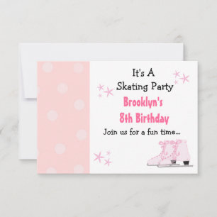 Pink Skating Party Birthday Invitation