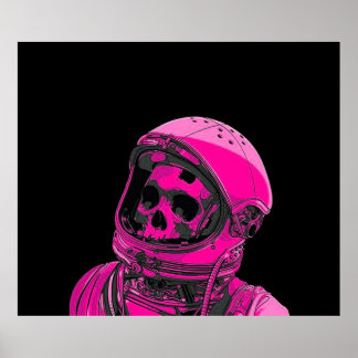 Pink Skeleton Astronaut Poster