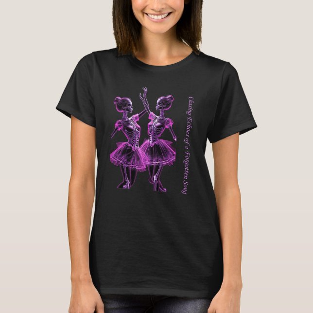 Pink Skeleton Ghost Ballerina Chasing Echoes Tee (Front)
