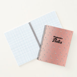 Pink Sketchbook with Faux Diamond Accent and Name Notebook