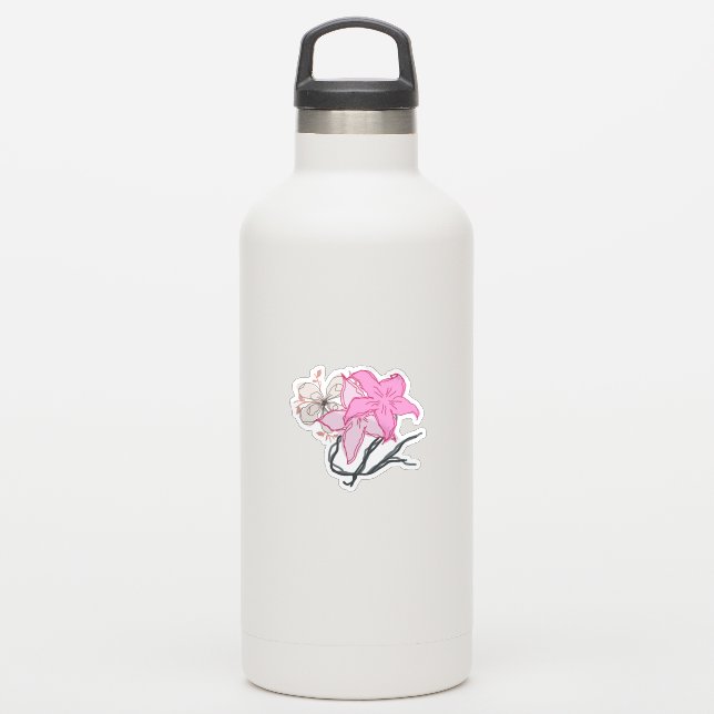 Pink Sketched Flower Bouquet (Waterbottle)