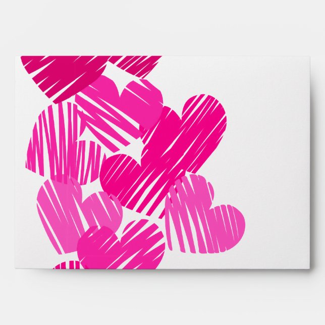 Pink sketchy Hearts Envelope (Front)