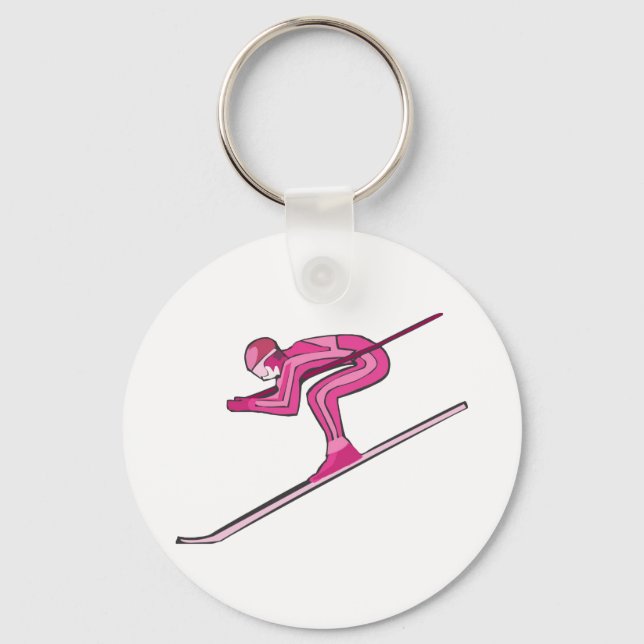Pink Ski Fast Key Ring (Front)