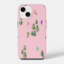 Pink Skiers Ski Opening Christmas Skiing Holiday