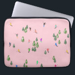 Pink Skiers Ski Opening Christmas Skiing Holiday Laptop Sleeve<br><div class="desc">Ski opening! Cool winter-themed skier pattern design with skiers skiing down alpine ski resort slopes among snow-covered fir trees in the alps. Freeride skiers are wearing colourful vintage retro ski suits, skiing downhill with skis on a pastel pink snowy mountain landscape background. Wonderful winter sports fun gift for a skier...</div>
