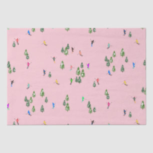 Pink Skiers Ski Opening Christmas Skiing Holiday  Tissue Paper