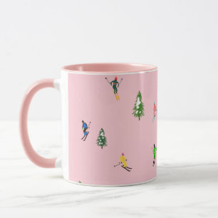 Pink Skiers Ski Skiing  Mug