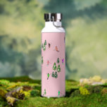 Pink Skiers Ski Skiing  Water Bottle<br><div class="desc">Ski opening! Cool winter-themed skier pattern design with skiers skiing down alpine ski resort slopes among snow-covered fir trees in the alps. Freeride skiers are wearing colourful vintage retro ski suits, skiing downhill with skis on a pastel pink snowy mountain landscape background. Wonderful winter sports fun gift for a skier...</div>