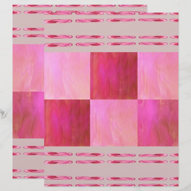 Pink Skies Tiles Scrapbook Paper 2-Sided Page (Front/Back)