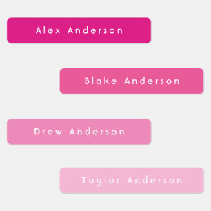 Pink Skinny Waterproof Adhesive Kid's Labels