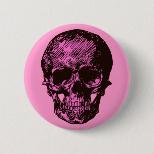Pink Skull 6 Cm Round Badge