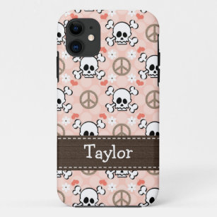 Pink Skull and Crossbones iPhone 11 Case