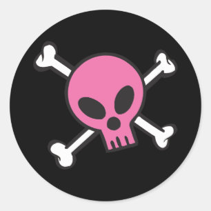 Pink Skull and Crossbones Classic Round Sticker