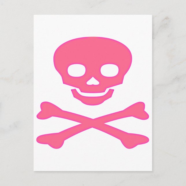 Pink Skull and Crossbones Postcard (Front)