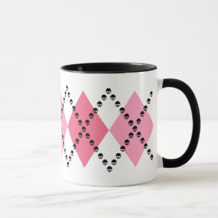 Pink Skull Argyle Mug