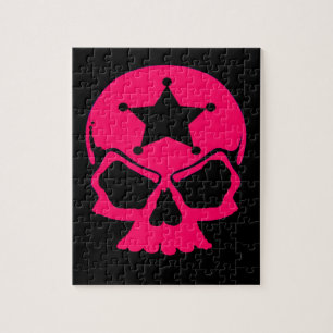 Pink Skull (black background) Jigsaw Puzzle