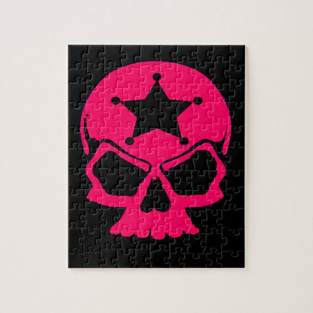 Pink Skull (black background) Jigsaw Puzzle (Vertical)