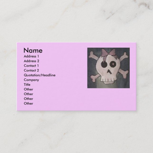 Pink Skull Business Cards (Front)