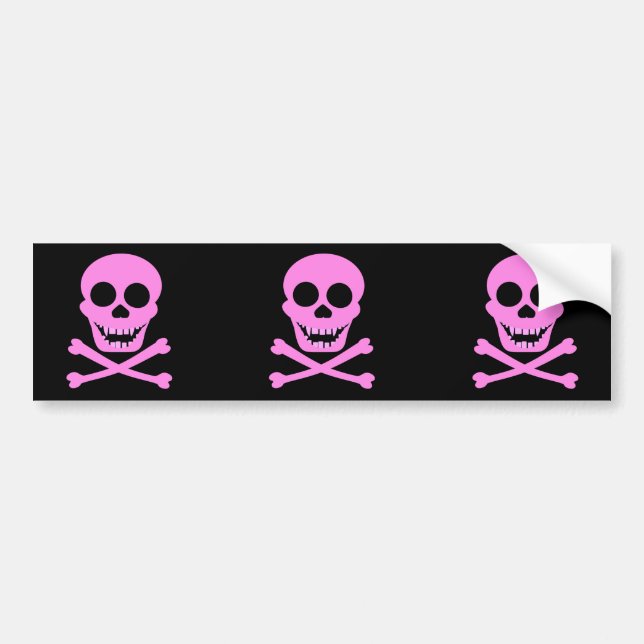 Pink Skull & Crossbones Bumpersticker Bumper Sticker (Front)