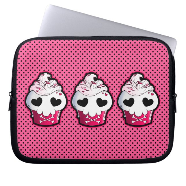 Pink Skull Cupcake Laptop Sleeve (Front)