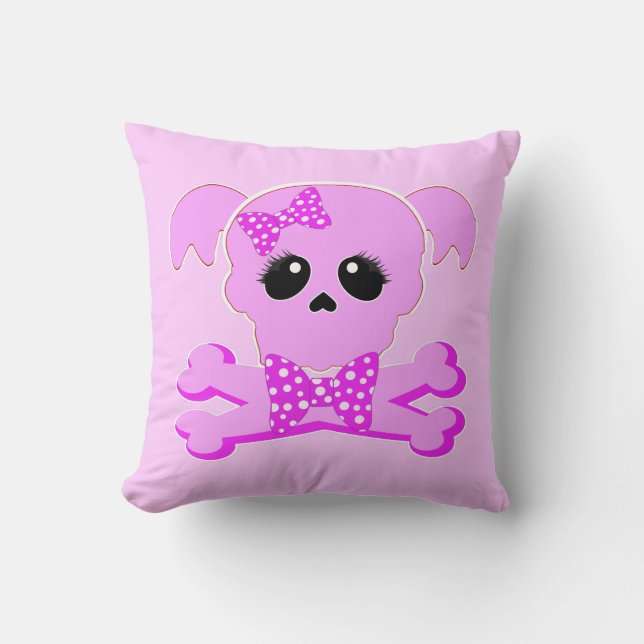 Pink Skull Girl Cushion (Front)