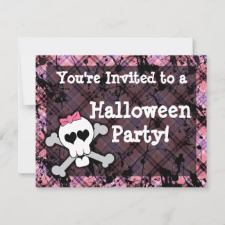 Pink Skull Halloween Party Invitations