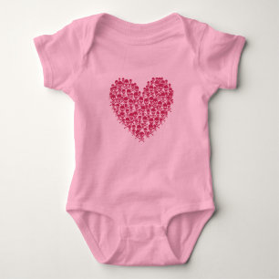 Pink Skull Heart Baby Bodysuit