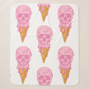 Pink skull - ice cream. Seamless pattern backgroun Sherpa Blanket