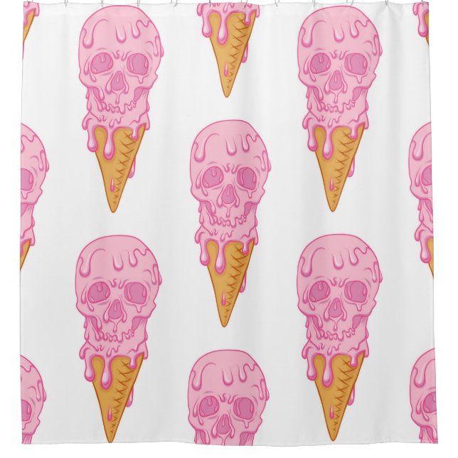 Pink skull - ice cream. Seamless pattern backgroun Shower Curtain (Front)