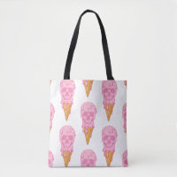 Pink skull - ice cream. Seamless pattern backgroun