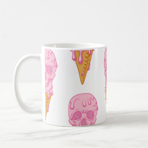 Pink skull ice cream, seamless pattern. coffee mug