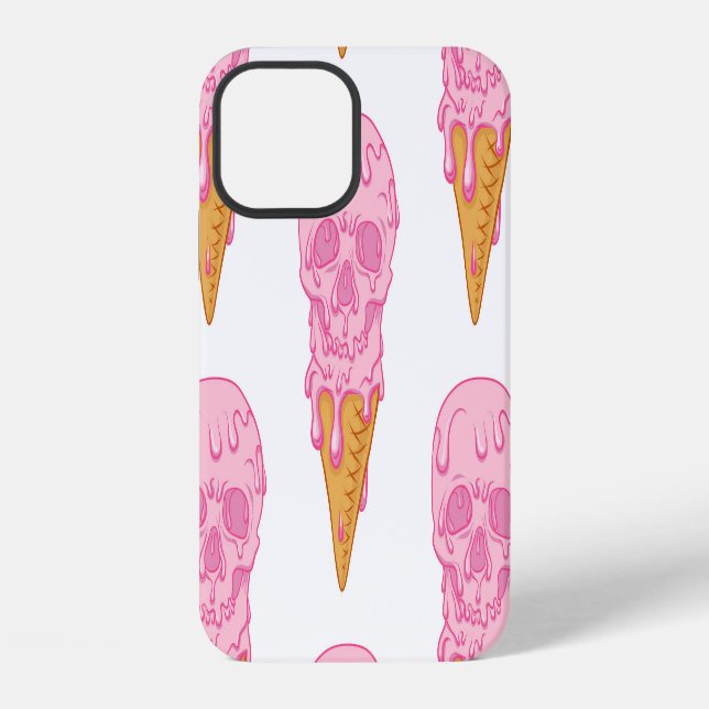 Pink skull ice cream, seamless pattern. iPhone case (Back)