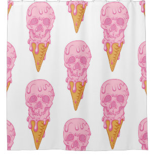 Pink skull ice cream, seamless pattern. shower curtain