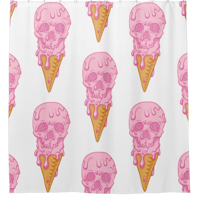 Pink skull ice cream, seamless pattern. shower curtain (Front)