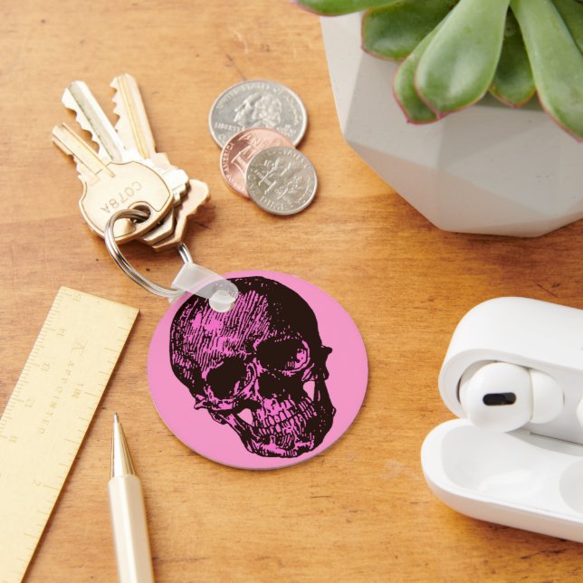 Pink Skull Key Ring (Desk)