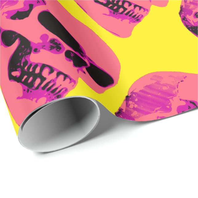 Pink Skull on Yellow Wrapping Paper (Roll Corner)