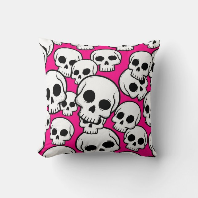 Pink Skull Pattern Cushion (Front)