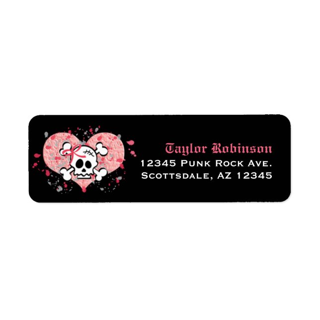 Pink Skull Return Address Labels Custom (Front)