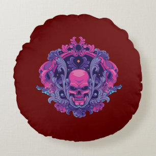 Pink Skull Round Cushion